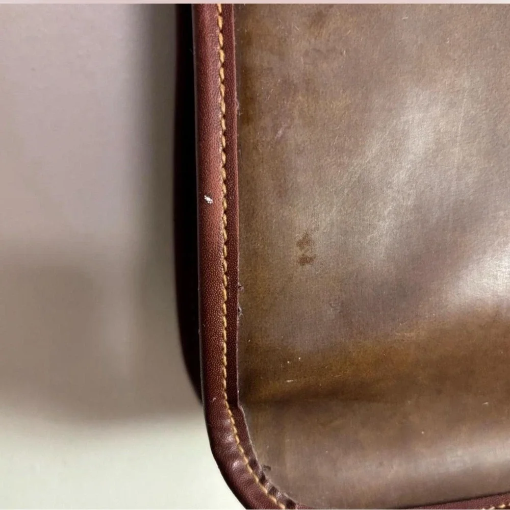 Perry Ellis Vtg Brown Color‎ Block Briefcase w/Strap & Structured Design (1990s)